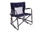 Een blauwe GCI Outdoor Rocker XL campingstoel met armleuningen.