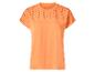 Oranje dames T-shirt met korte mouwen en geborduurde details
