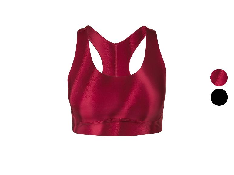 Rode sportbeha met racerback, met kleuropties: rood en zwart.
