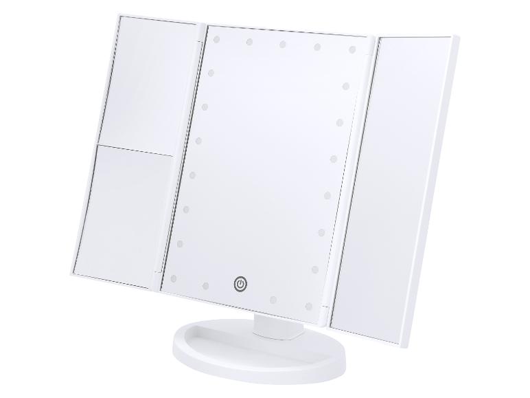 Wit driedelig make-upspiegel met LED-verlichting en aanraakschakelaar