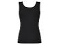 Een zwarte tanktop met een ronde hals.