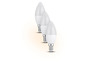 Drie witte LED-lampen met kaarsvorm.