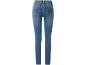 Achteraanzicht van blauwe skinny jeans voor dames met zakken.