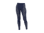 Donkerblauwe dames sportlegging met lichtgrijs gestreept patroon