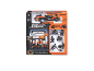 Race-dioramaset met die-cast auto, garage, baansegment en zes monteursfiguren.