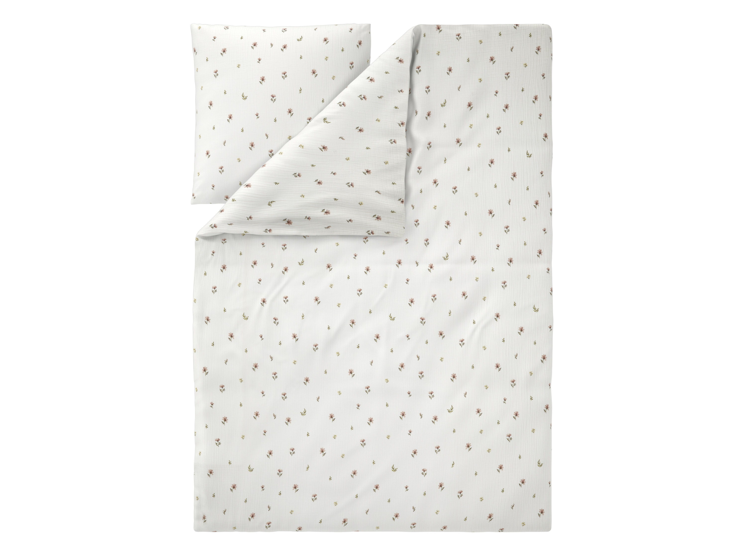 LIVARNO Mousseline dekbedovertrek 140 x 200 cm (Bloemen/wit)