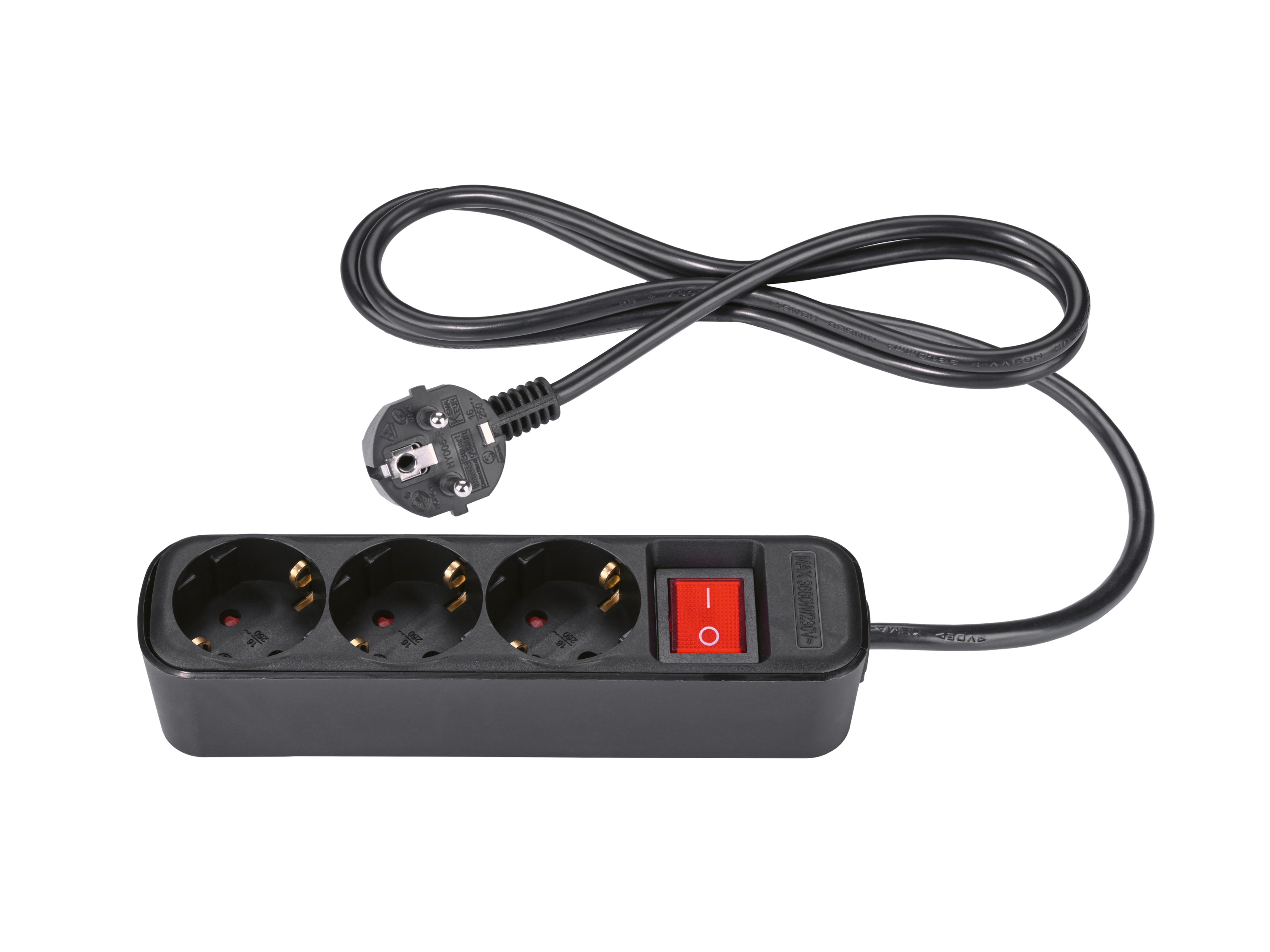 TRONIC Stekkerdoos, 3-voudig (Zwart)