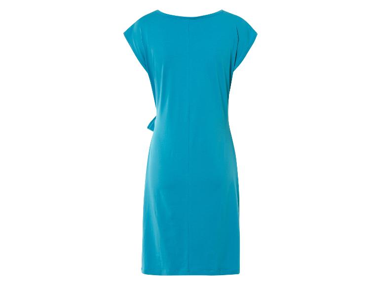 Turquoise jurk, rechte snit, achterkant.