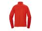 Rood sportshirt met lange mouwen en hoge kraag, achteraanzicht.