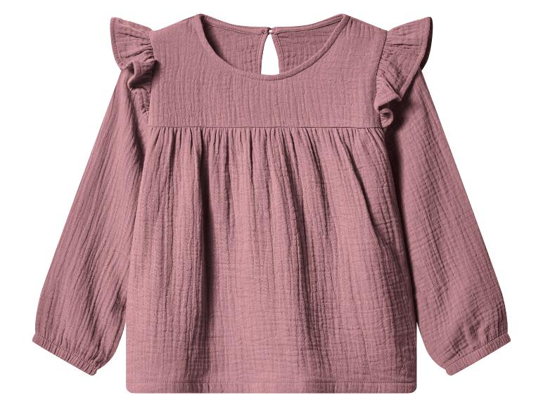 Roze kinderblouse met lange mouwen en ruches