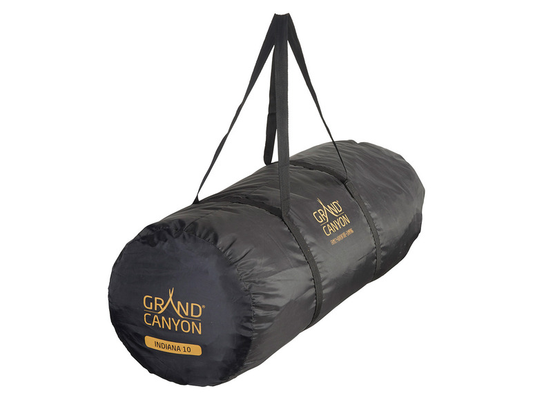 Een zwarte Grand Canyon Indiana 10 tent in een draagtas.