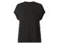 Zwart T-shirt met korte mouwen en ronde hals, achterkant.
