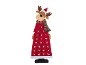 Rendier adventskalender met 24 genummerde zakjes en een rood-groen gestreepte sjaal.