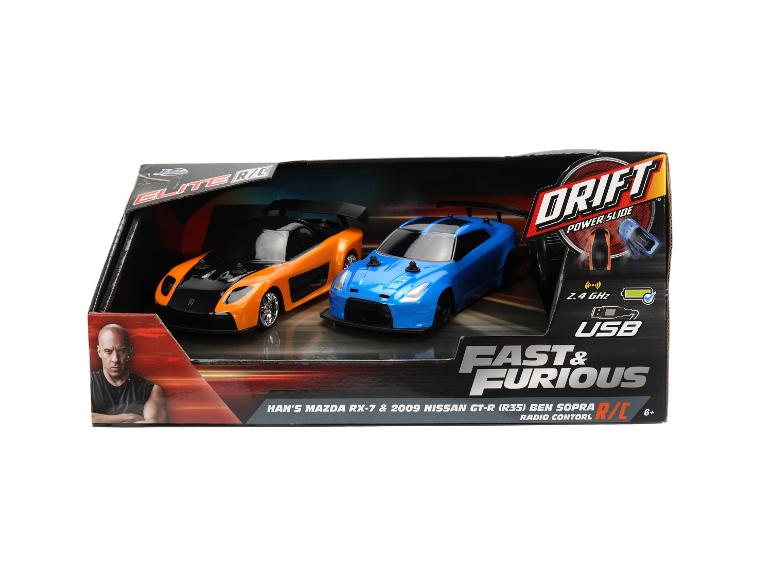 Fast & Furious Elite R/C Drift Power Slide set met Han's Mazda RX-7 en Nissan GT-R.