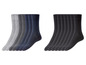 Zeven paar sokken in grijs, donkerblauw en zwart.