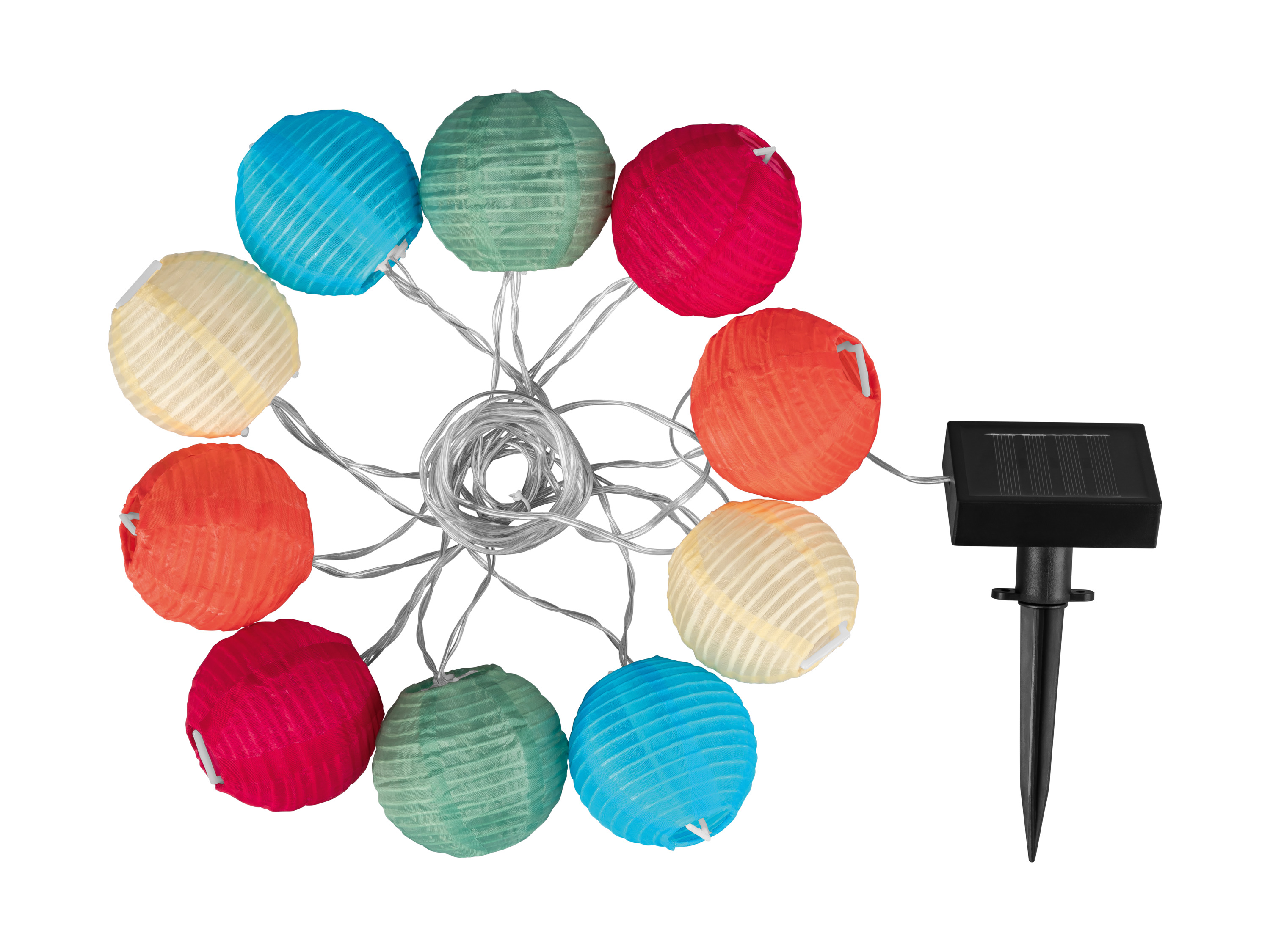 LIVARNO LED-lichtketting op zonne-energie (Lampionnen bont gekleurd)