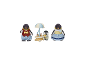 Drie pinguïnfiguren, één met een ijscokar.