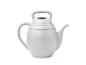 Witte theepot in de vorm van een kettlebell.