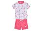 Meisjes badpak, tweedelig: korte mouwen met vlinderprint, roze broekje.