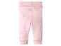 Roze baby legging met een brede, geribbelde tailleband en geribbelde boorden