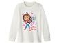 Wit shirt met lange mouwen met cartoonfiguur en zeemeerminkattenprint.