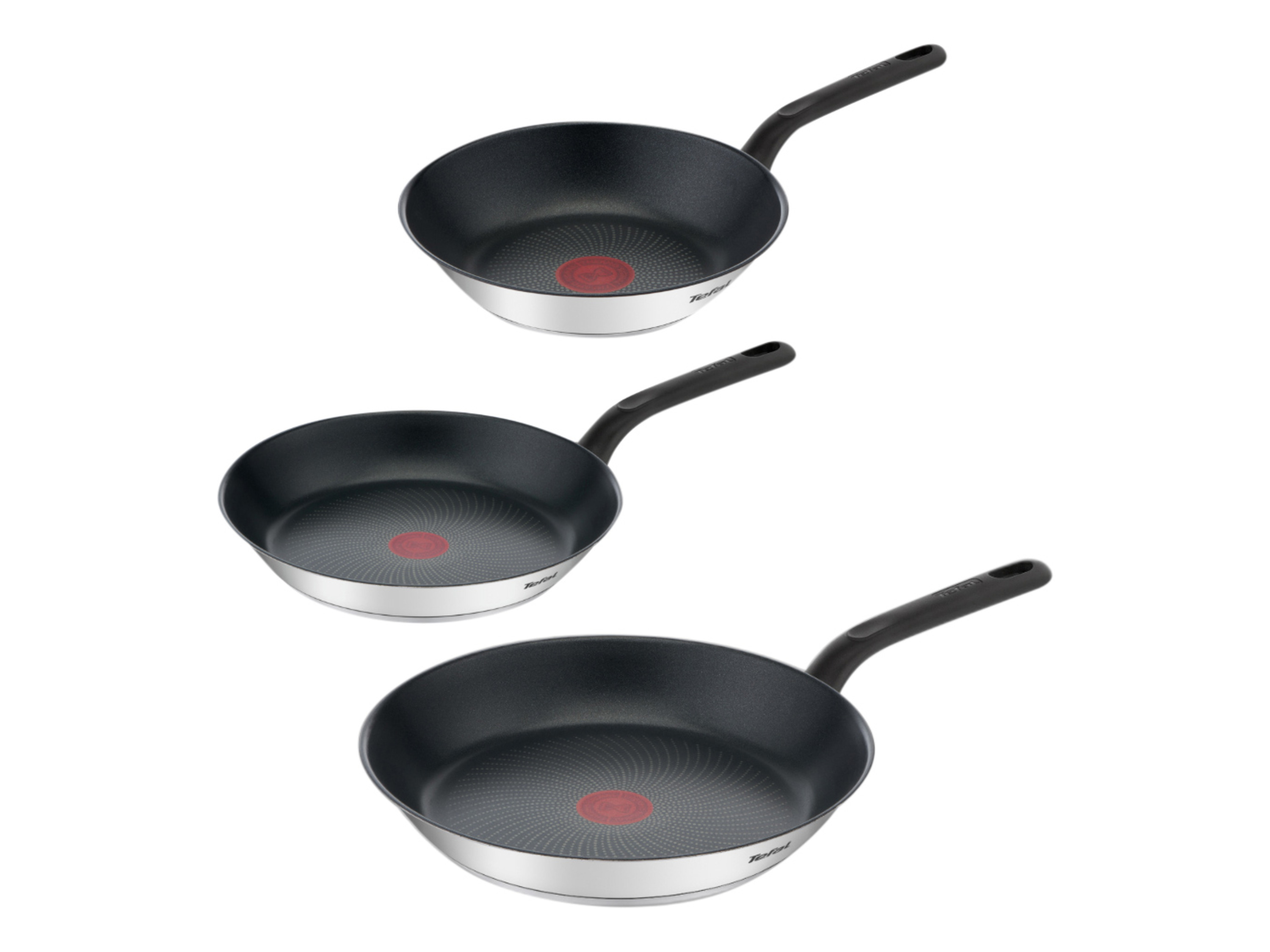 TEFAL Roestvrijstalen pannenset Duetto Bakelite, 3-delig.