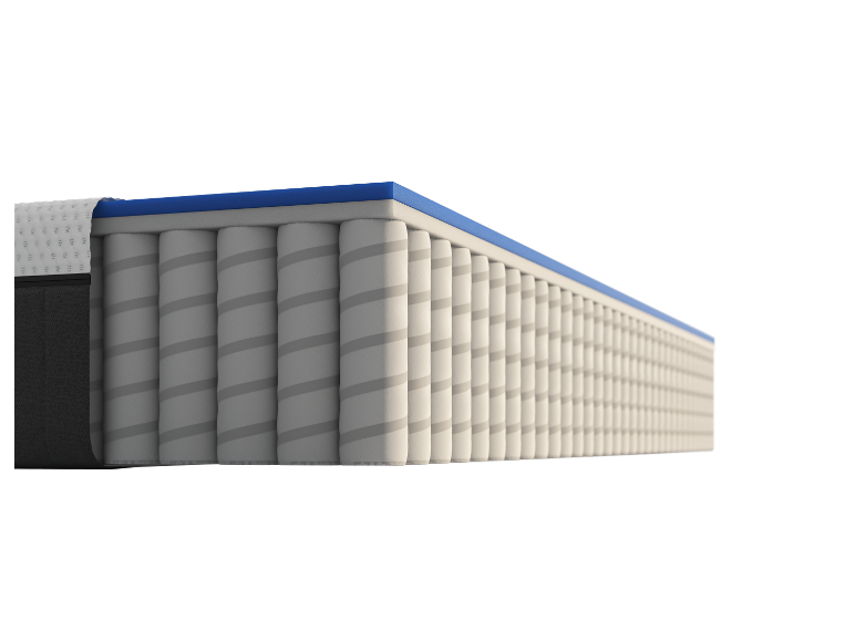 Dwarsdoorsnede van een matras met pocketveren.