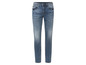 Een paar blauwe skinny jeans.