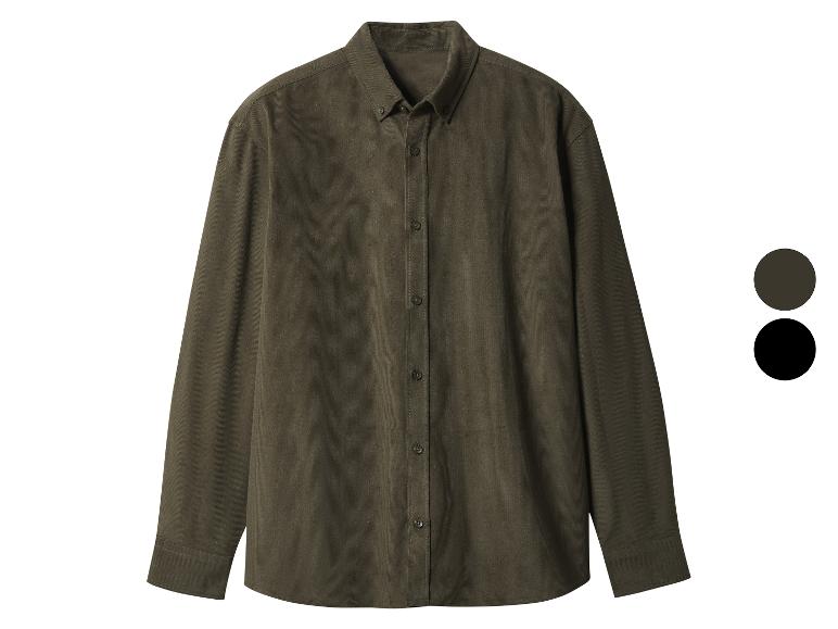 Donkergroen corduroy overhemd met lange mouwen en knopen