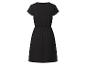 Zwarte casual zomerjurk met elastische taille en korte mouwen.