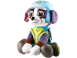 Pluche speelgoedhond met blauwe pet en geel vest