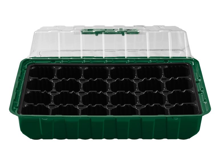 Groene zaadvermeerderaar met transparant deksel en 24 cellen.