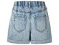 Blauwe denim shorts met gekrulde zoom.
