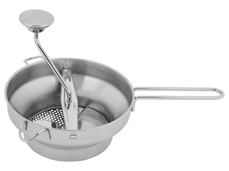 RVS pureeknijper en zeef.