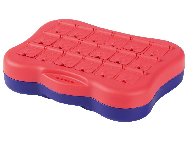 Rood en blauw raadspel met vraagtekenkleppen