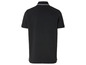 Een zwart poloshirt met witte details.