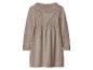 Lichtbruine gebreide jurk met lange mouwen en geplooide details op de rug