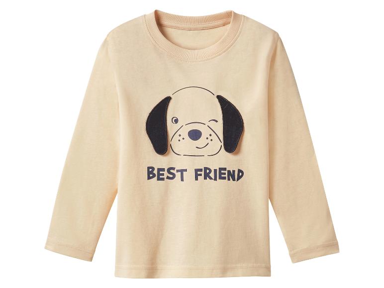 Beige longsleeve shirt voor kinderen met een hond en de tekst 'Beste vriend'.