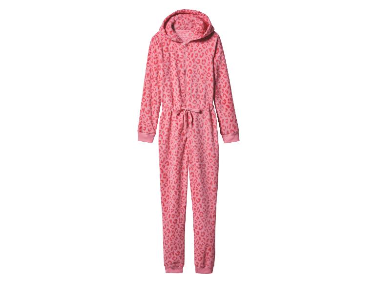 Roze onesie met luipaardprint, capuchon en rits