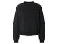 Zwart sweatshirt met lange mouwen, ronde hals en tekst op de halsboord.