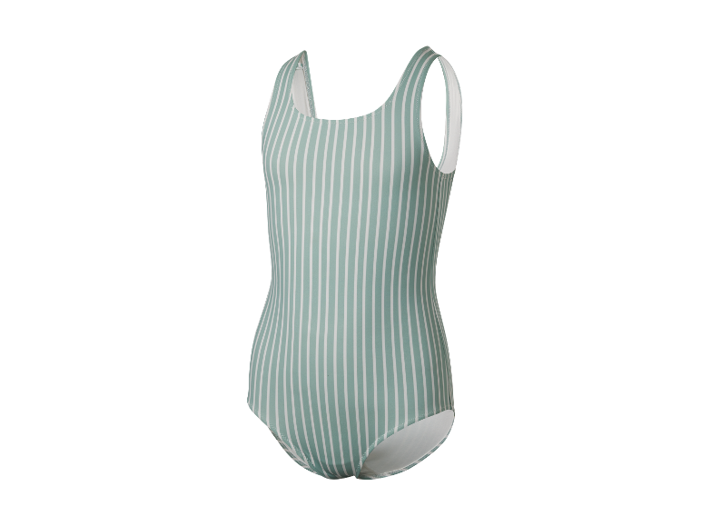 Een mintgroen gestreept badpak.