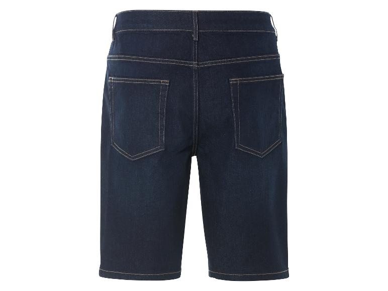Donkerblauwe jeans shorts, achterkant.