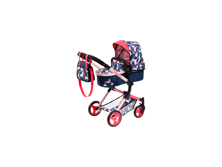 Gecombineerde poppenwagen Neo Vario Unicorn Cosatto met eenhoornpatroon en tas
