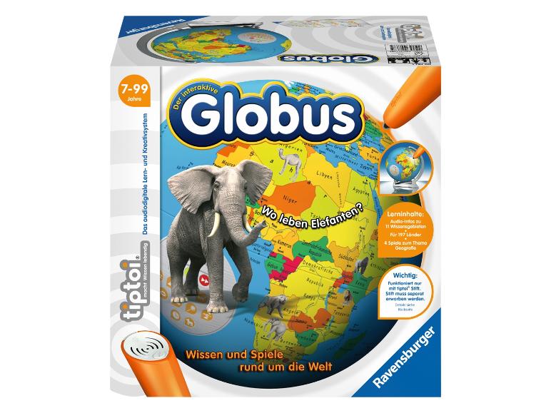 Een interactieve globe met tiptoi-pen, leer over de wereld met audio-informatie.