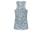 Een wit tanktop met blauwe en groene spatten