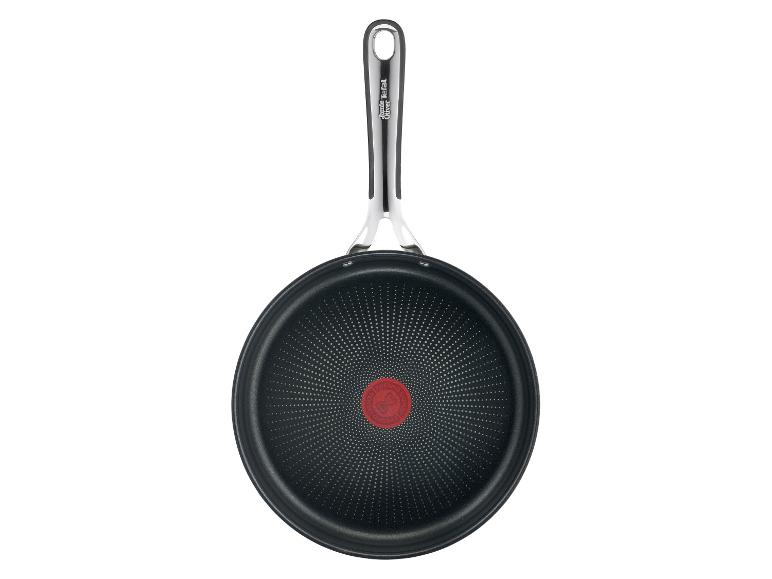 Zwarte Jamie Oliver Tefal koekenpan met metalen handvat en rode temperatuurindicator