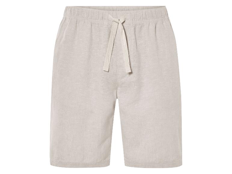 Beige linnen shorts, casual stijl.