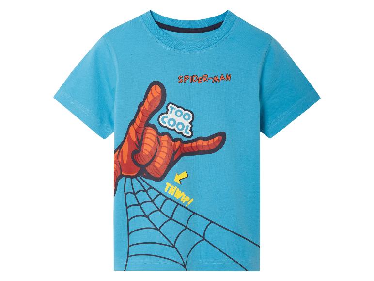 Spider-Man t-shirt voor jongens, blauw met spinnenweb print.