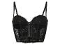 Een zwarte bh met kant en een bustier-stijl.