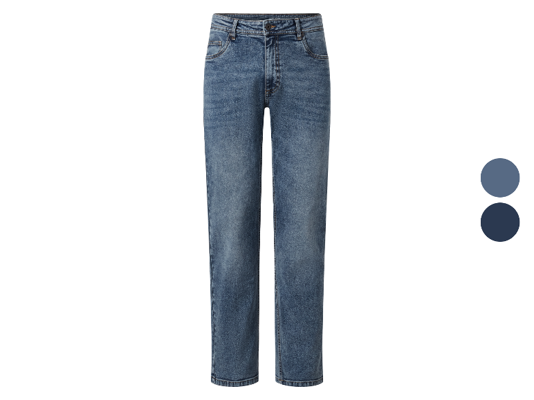 Donkerblauwe en lichtblauwe jeans.